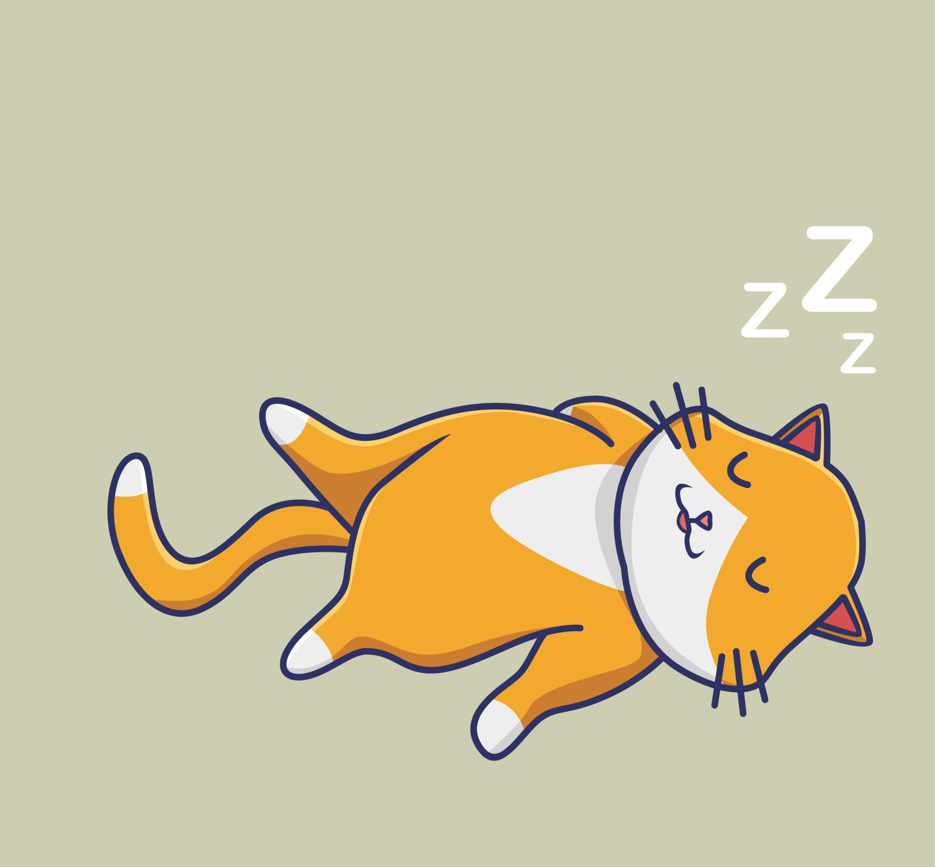 Premium Vector  Cute cartoon illustration kitty, orange cat, cat icon  illustration, sleeping cat