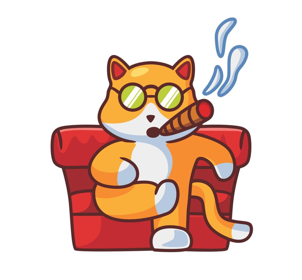 cute boss cat with cigarette vector