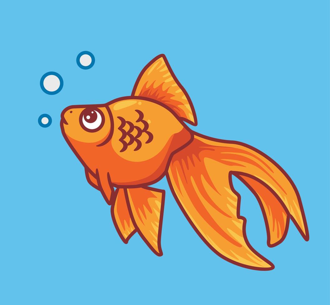 cute golden fish with beautiful tail vector