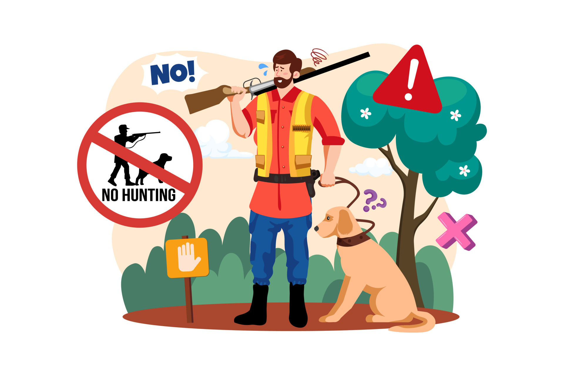 Illegal hunting of animals is strictly prohibited 11466824 Vector Art at  Vecteezy