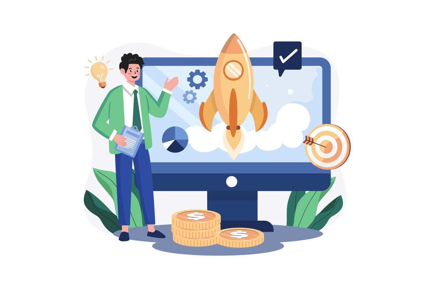 Strategic Planning Illustration concept. A flat illustration isolated on white background vector