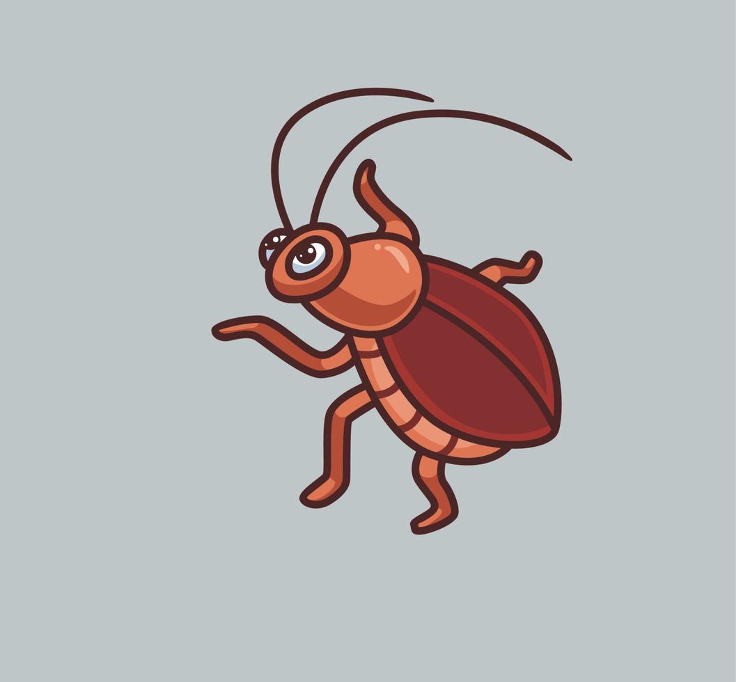 linda criatura cucaracha. ilustración de naturaleza animal de dibujos animados aislados. estilo plano adecuado para el vector de logotipo premium de diseño de icono de etiqueta. personaje mascota