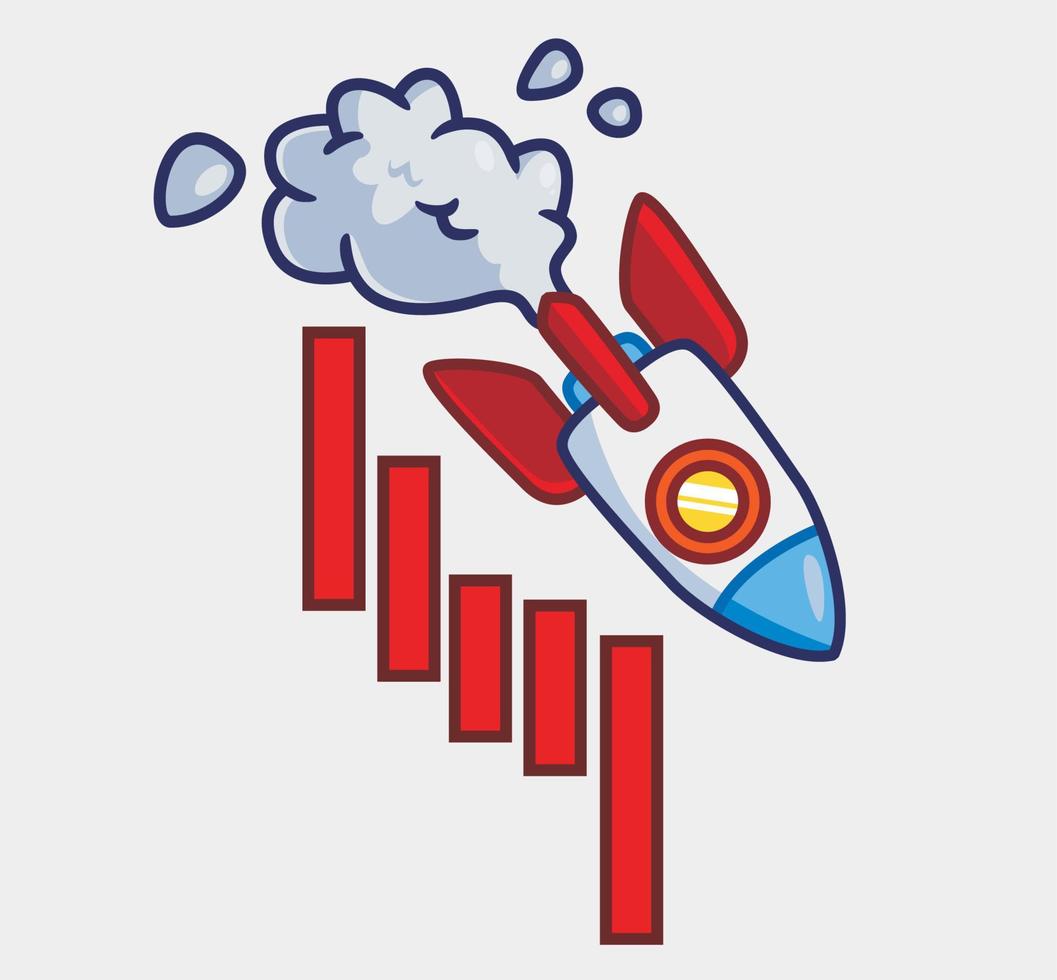 cute rocket start up falling because of crisis investment strategy vector