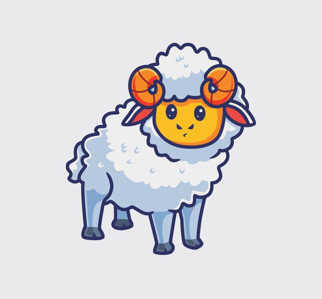 cute goat alone. isolated cartoon animal nature illustration. Flat Style suitable for Sticker Icon Design Premium Logo vector. Mascot Character vector