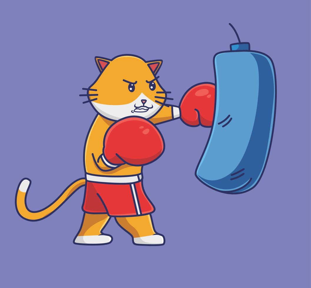 cute cat training boxing. cartoon animal sports concept Isolated  illustration. Flat Style suitable for Sticker Icon Design Premium Logo  vector. Mascot character 11466972 Vector Art at Vecteezy