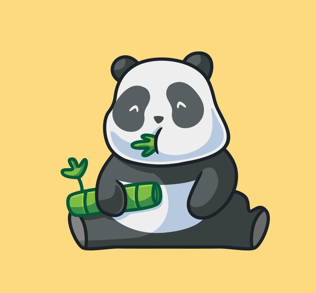 lindo panda comiendo un bambú vector