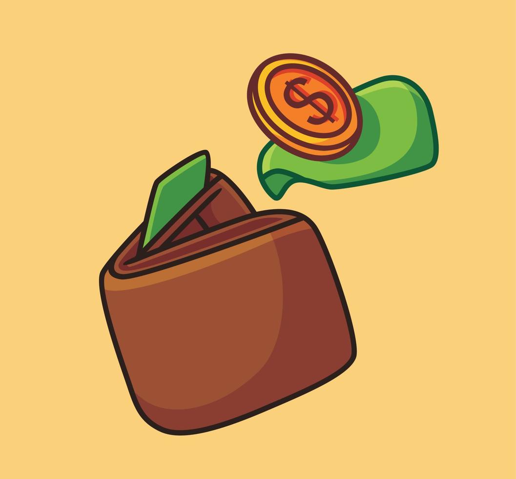 cute wallet with a money coin vector