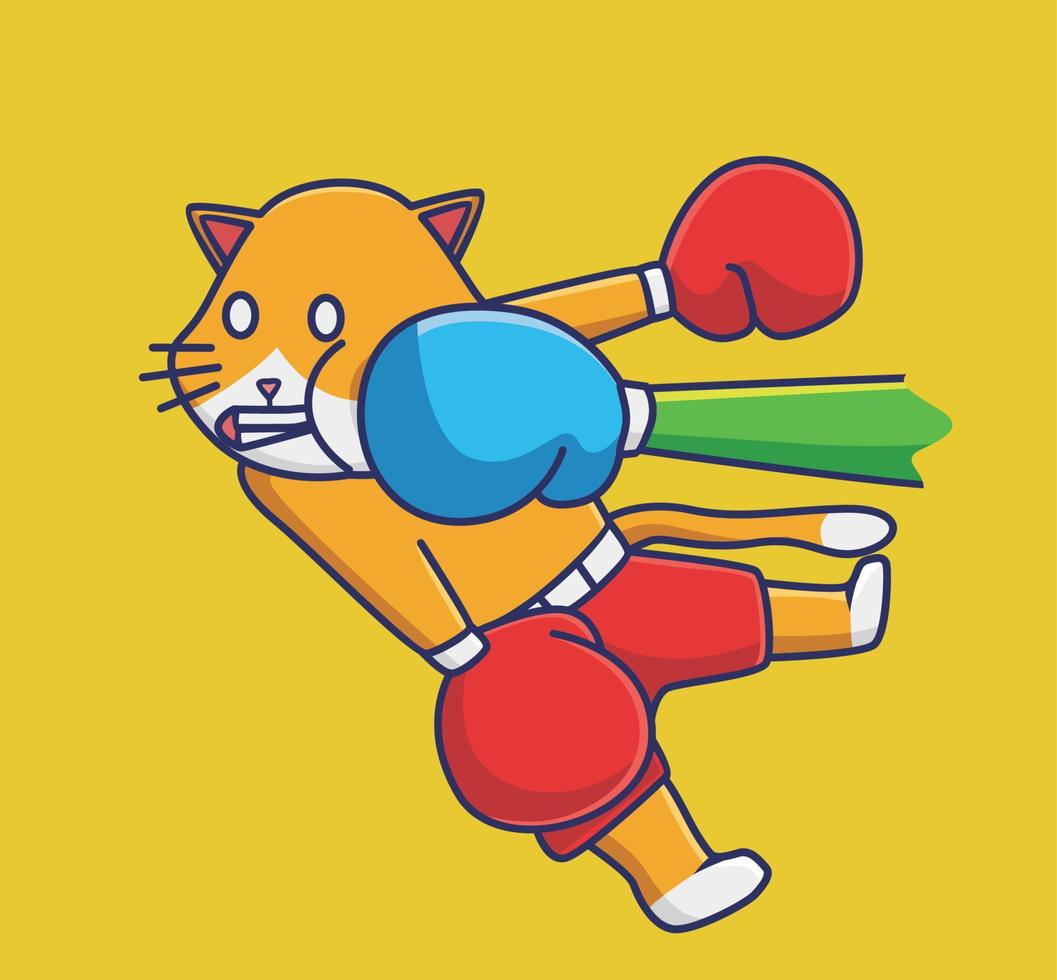 cute cat get clear punch knockout. cartoon animal sports concept Isolated illustration. Flat Style suitable for Sticker Icon Design Premium Logo vector. Mascot character vector