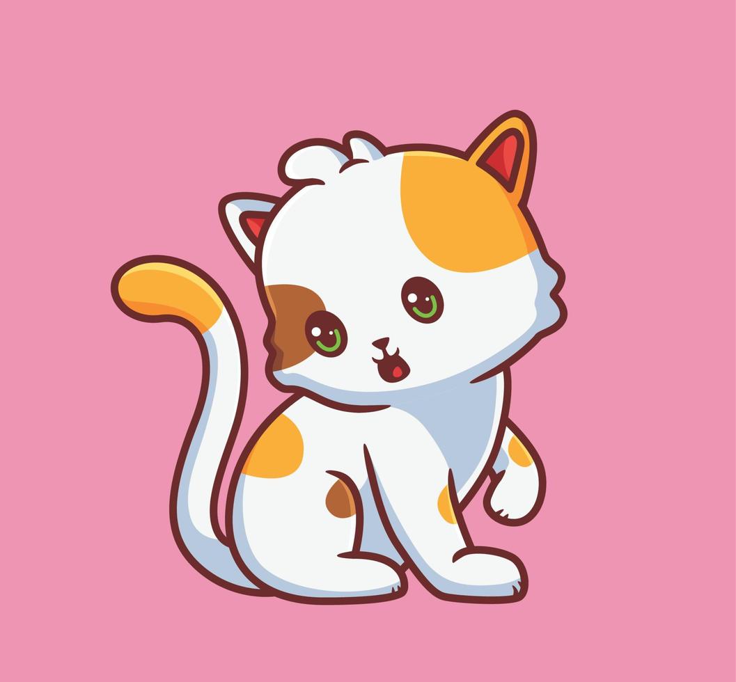 cute cat wonder for something. isolated cartoon animal illustration. Flat Style Sticker Icon Design Premium Logo vector. Mascot Character vector