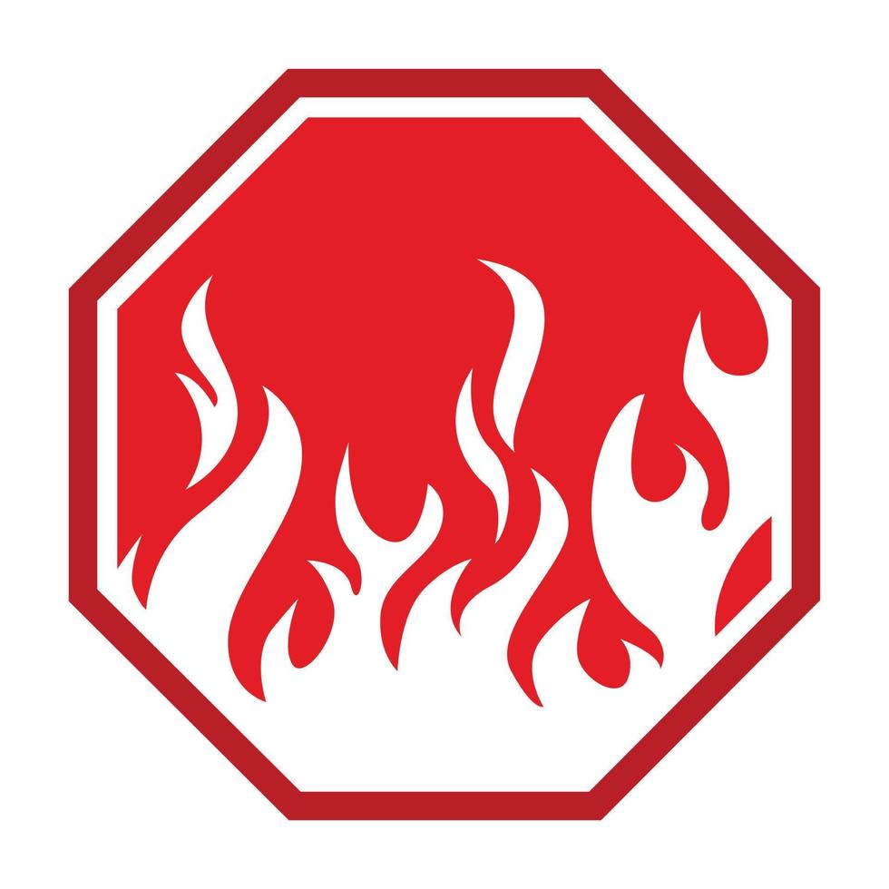 icono de vector de señal de peligro de fuego rojo