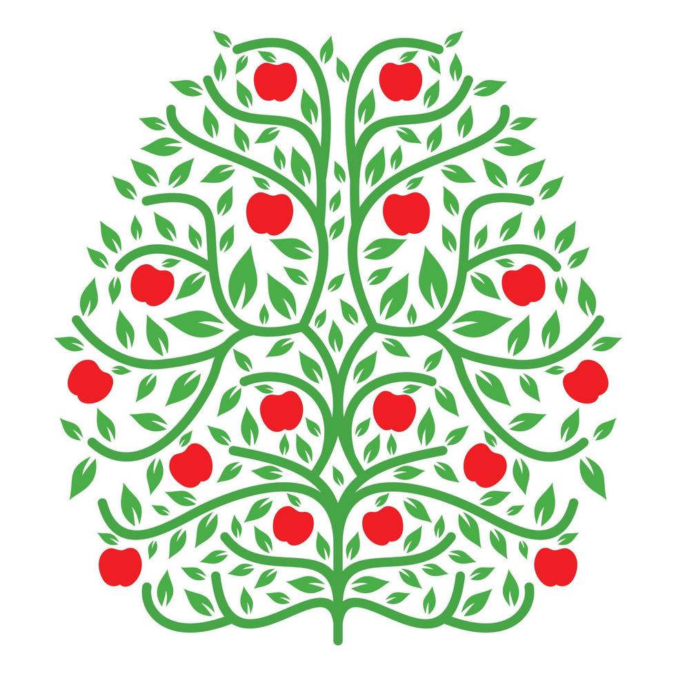 Ilustración de icono de vector de árbol y fruta