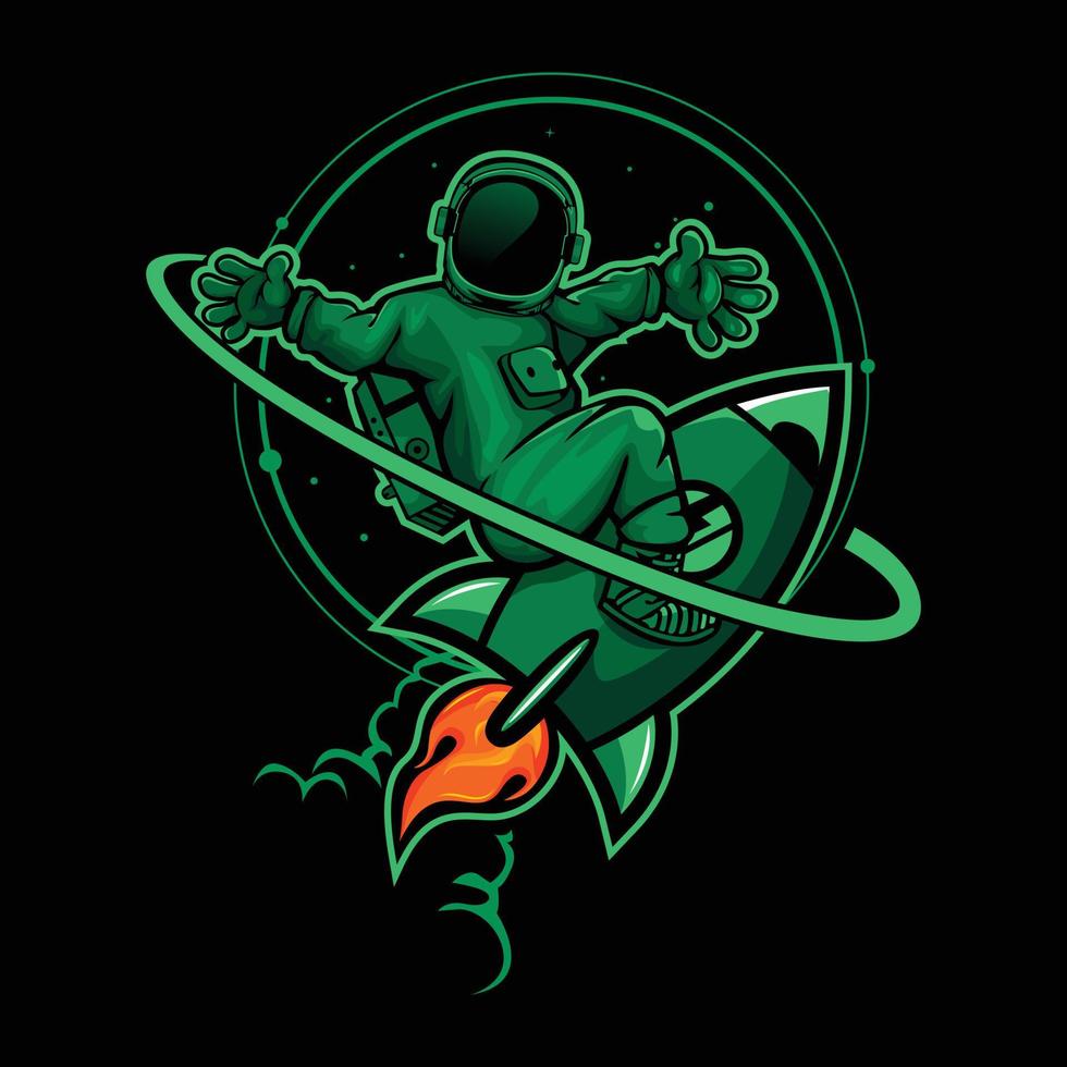 Vector illustration of astronaut riding a rocket
