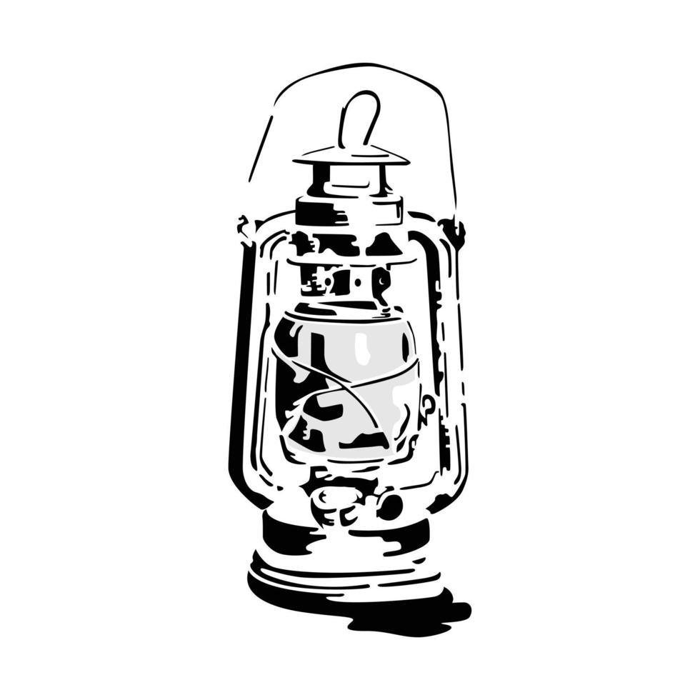 ilustración de vector de linterna blanco y negro