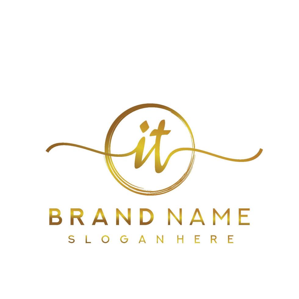 Initial IT beauty monogram and elegant logo design, handwriting logo of initial signature, wedding, fashion, floral and botanical with creative template. vector