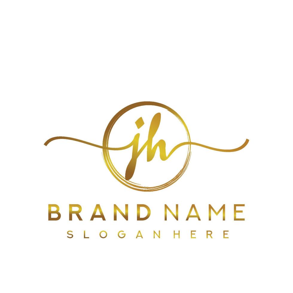 monograma de belleza jh inicial y diseño de logotipo elegante, logotipo de escritura a mano de firma inicial, boda, moda, floral y botánica con plantilla creativa. vector