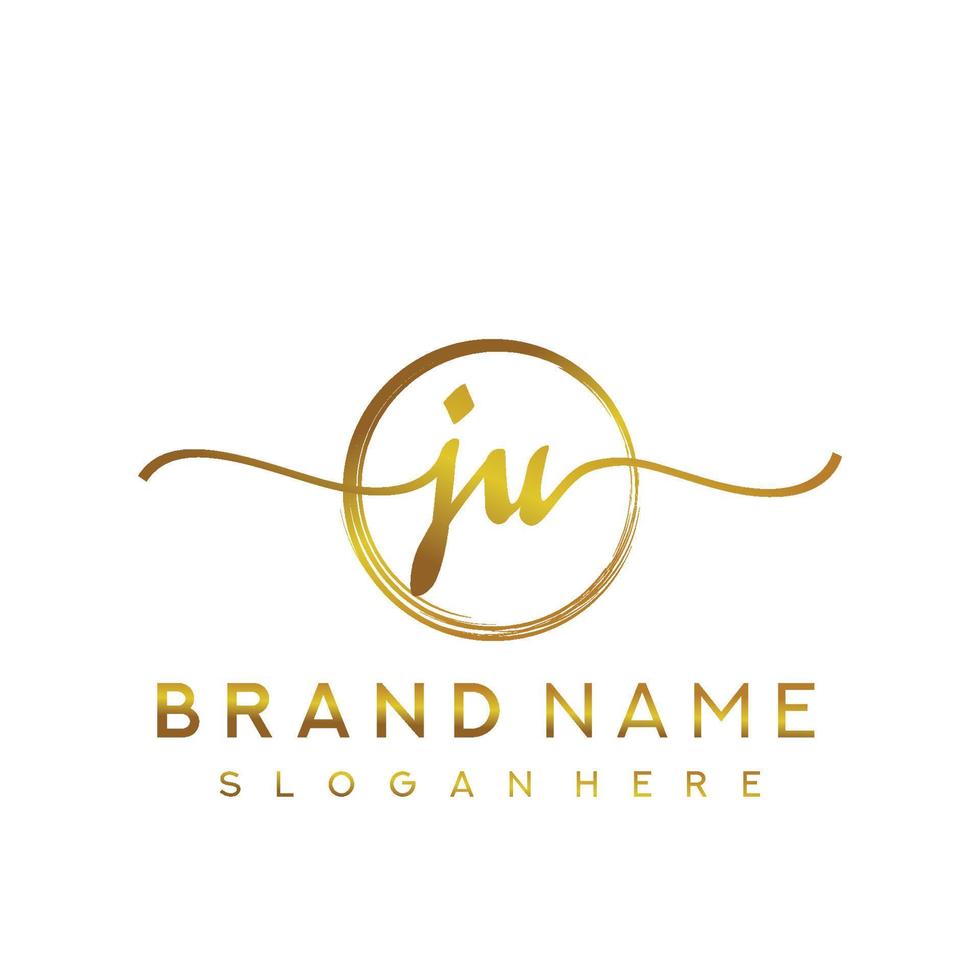 Initial JU beauty monogram and elegant logo design, handwriting logo of initial signature, wedding, fashion, floral and botanical with creative template. vector