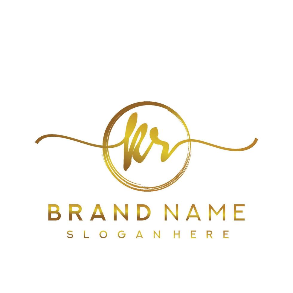 Initial KR beauty monogram and elegant logo design, handwriting logo of initial signature, wedding, fashion, floral and botanical with creative template. vector