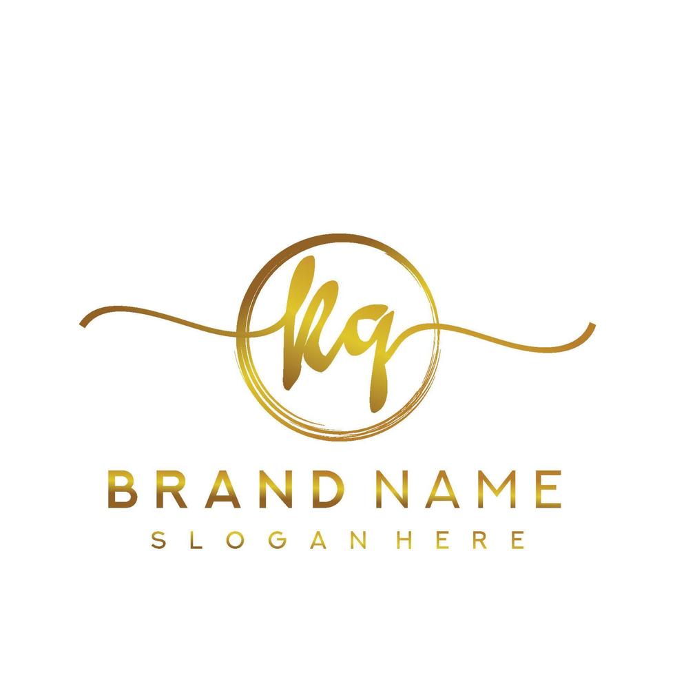 Initial KQ beauty monogram and elegant logo design, handwriting logo of initial signature, wedding, fashion, floral and botanical with creative template. vector