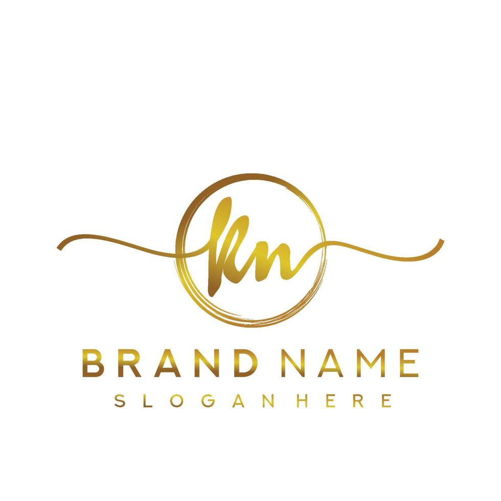 Initial KN beauty monogram and elegant logo design, handwriting logo of initial signature, wedding, fashion, floral and botanical with creative template. vector