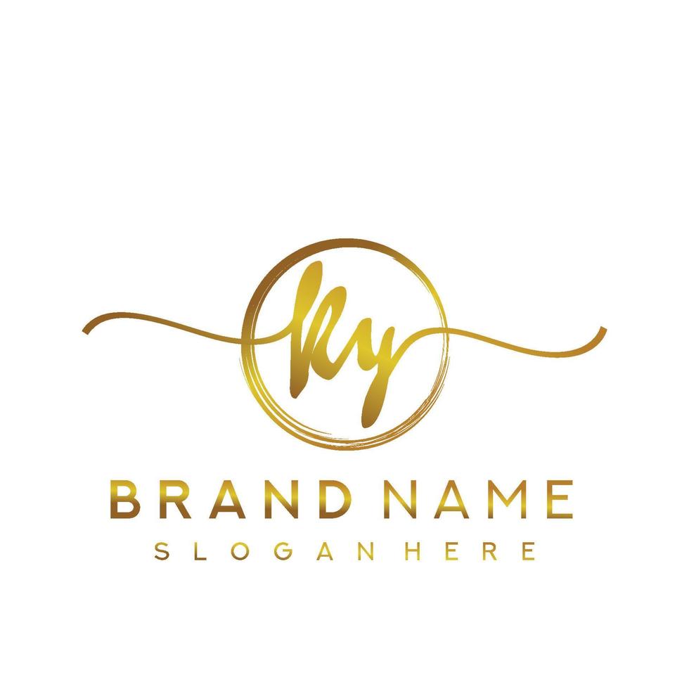 Initial KY beauty monogram and elegant logo design, handwriting logo of initial signature, wedding, fashion, floral and botanical with creative template. vector