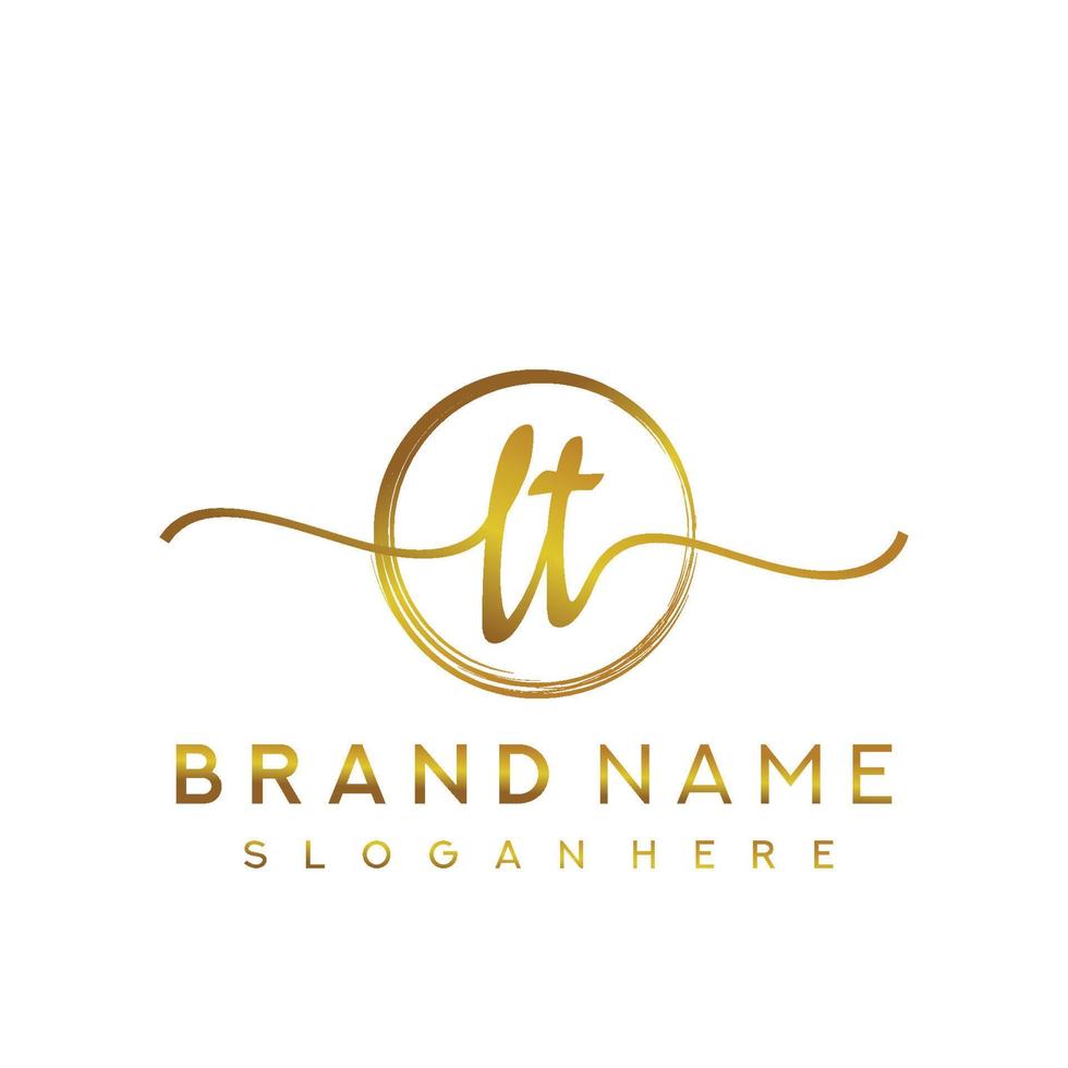 Initial LT beauty monogram and elegant logo design, handwriting logo of initial signature, wedding, fashion, floral and botanical with creative template. vector