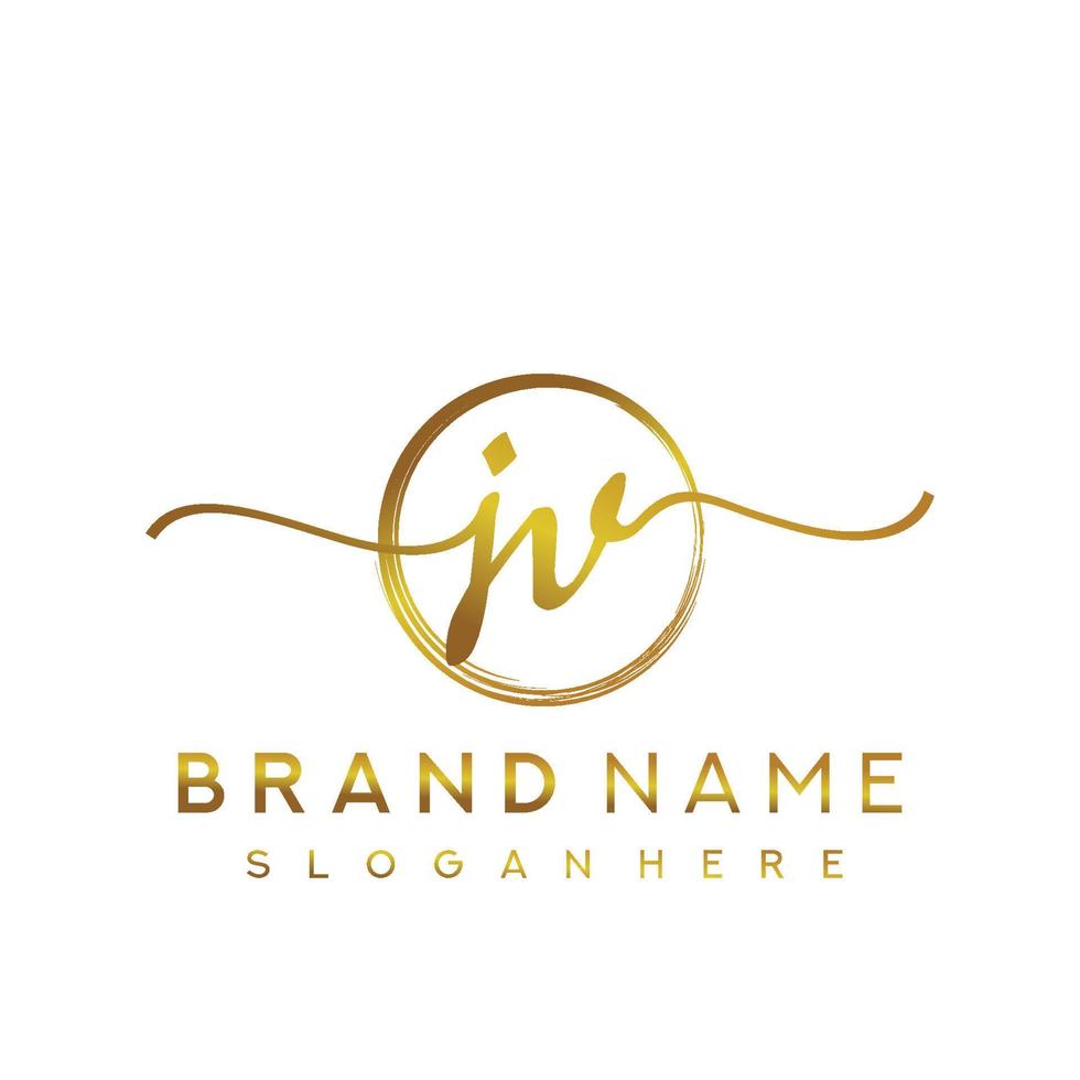 Initial JV beauty monogram and elegant logo design, handwriting logo of initial signature, wedding, fashion, floral and botanical with creative template. vector