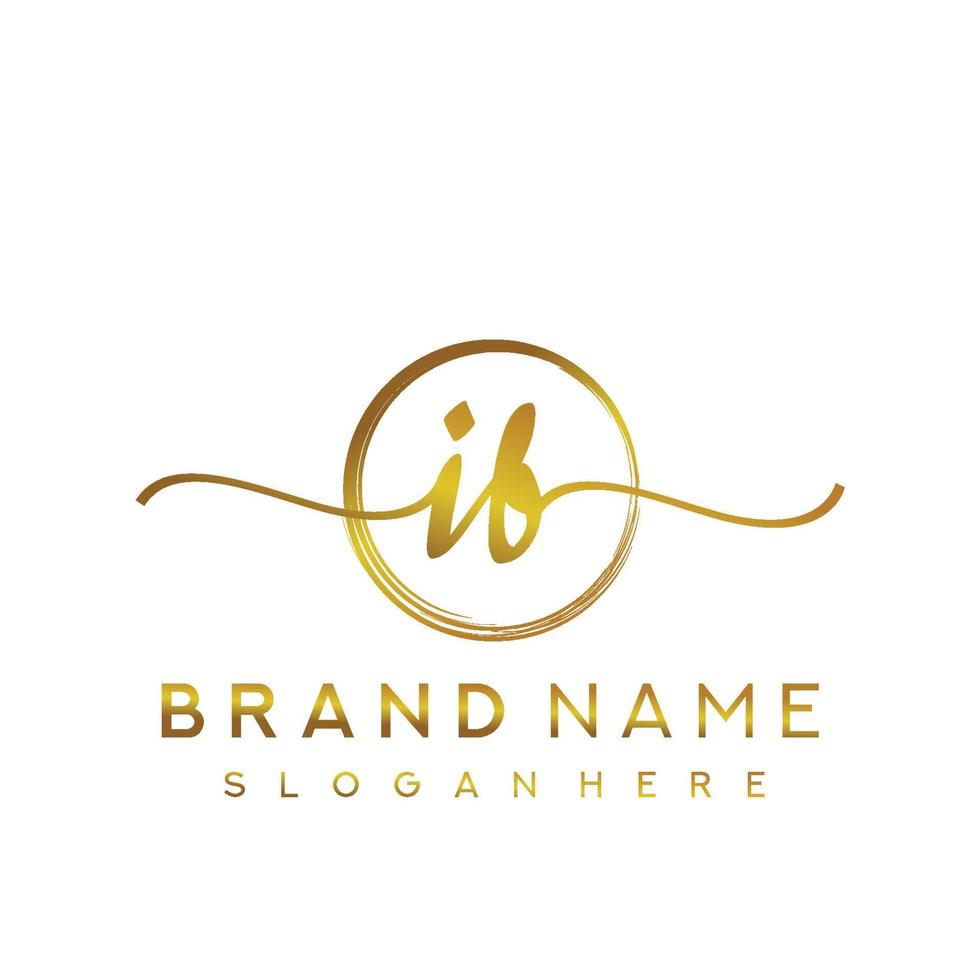 Initial IB beauty monogram and elegant logo design, handwriting logo of initial signature, wedding, fashion, floral and botanical with creative template. vector