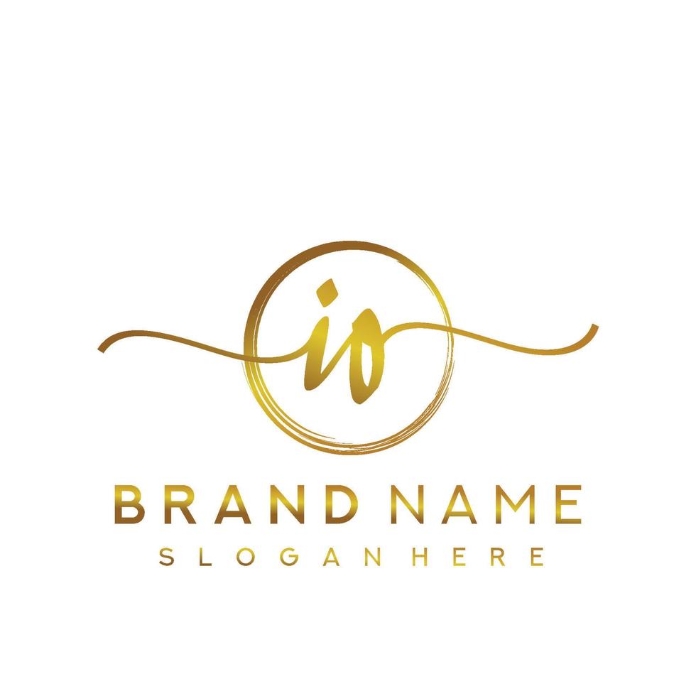 Initial IO beauty monogram and elegant logo design, handwriting logo of initial signature, wedding, fashion, floral and botanical with creative template. vector