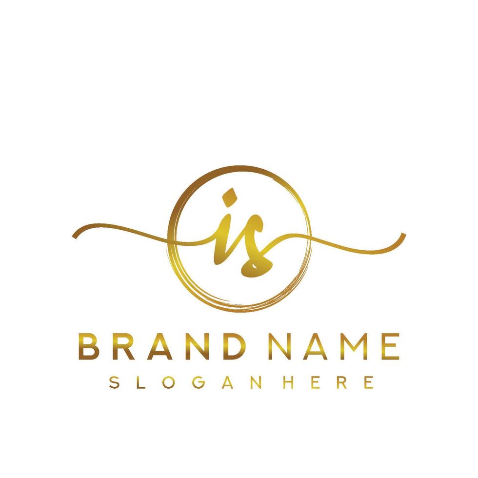 Initial IS beauty monogram and elegant logo design, handwriting logo of initial signature, wedding, fashion, floral and botanical with creative template. vector