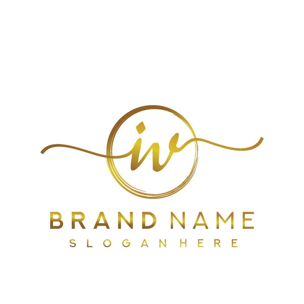 Initial IV beauty monogram and elegant logo design, handwriting logo of initial signature, wedding, fashion, floral and botanical with creative template. vector