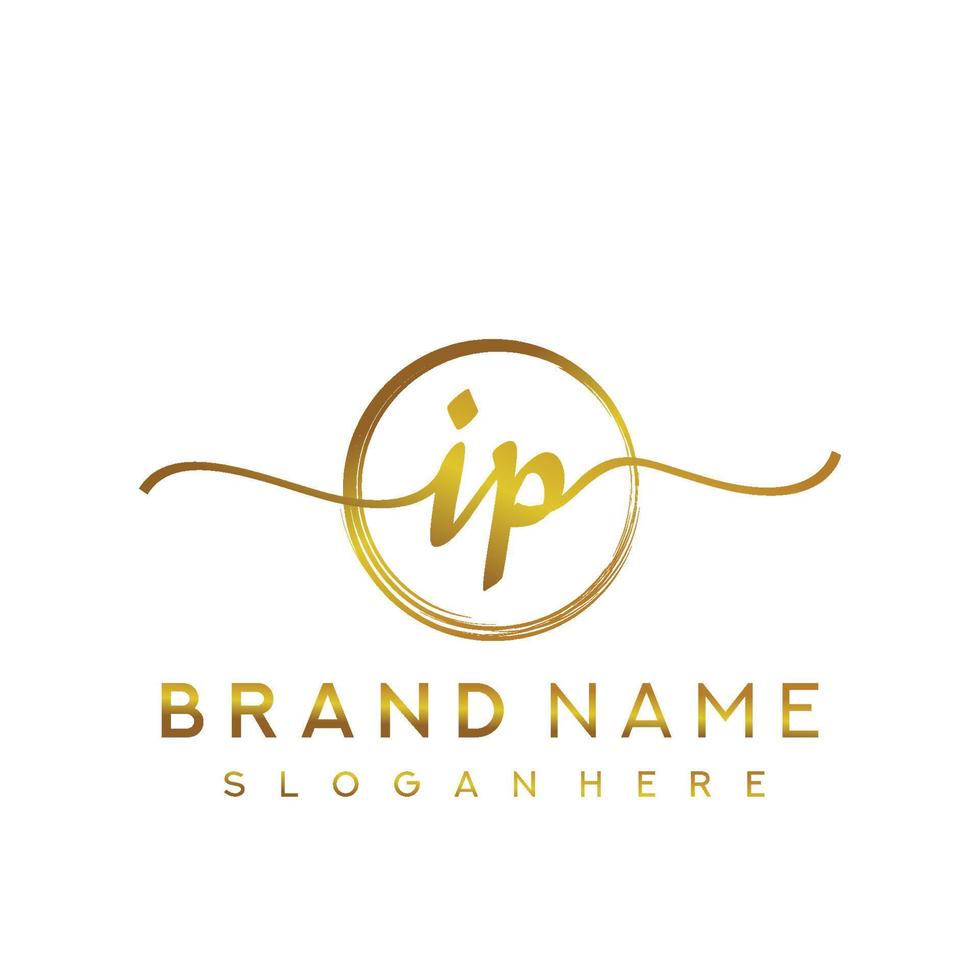 Initial IP beauty monogram and elegant logo design, handwriting logo of initial signature, wedding, fashion, floral and botanical with creative template. vector