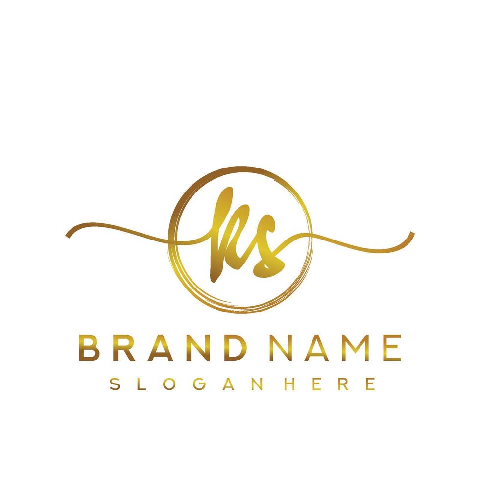 Initial KS beauty monogram and elegant logo design, handwriting logo of initial signature, wedding, fashion, floral and botanical with creative template. vector