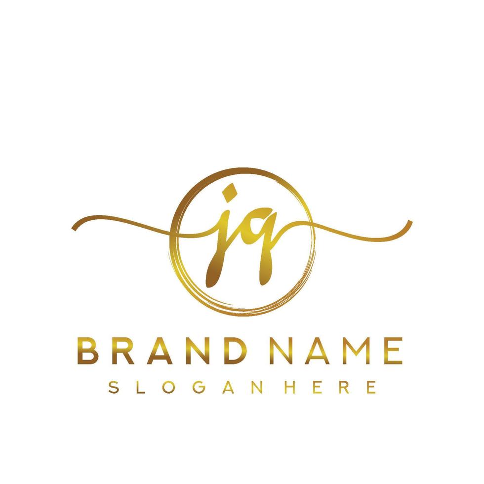 Initial JQ beauty monogram and elegant logo design, handwriting logo of initial signature, wedding, fashion, floral and botanical with creative template. vector