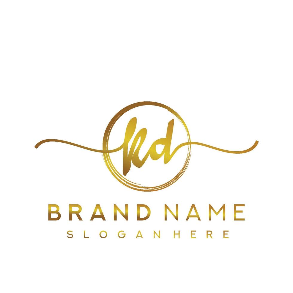 Initial KD beauty monogram and elegant logo design, handwriting logo of initial signature, wedding, fashion, floral and botanical with creative template. vector