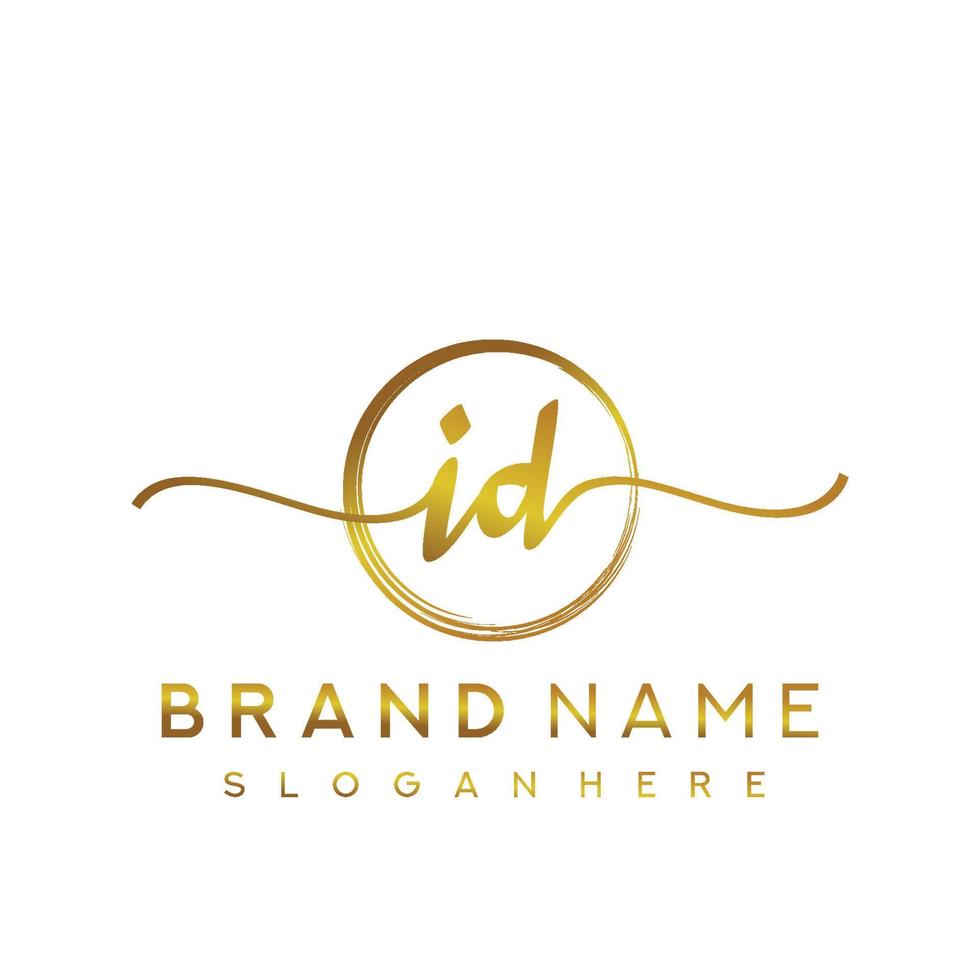 Initial ID beauty monogram and elegant logo design, handwriting logo of initial signature, wedding, fashion, floral and botanical with creative template. vector