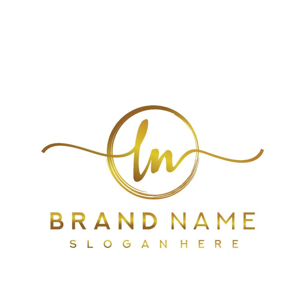 Initial LN beauty monogram and elegant logo design, handwriting logo of initial signature, wedding, fashion, floral and botanical with creative template. vector