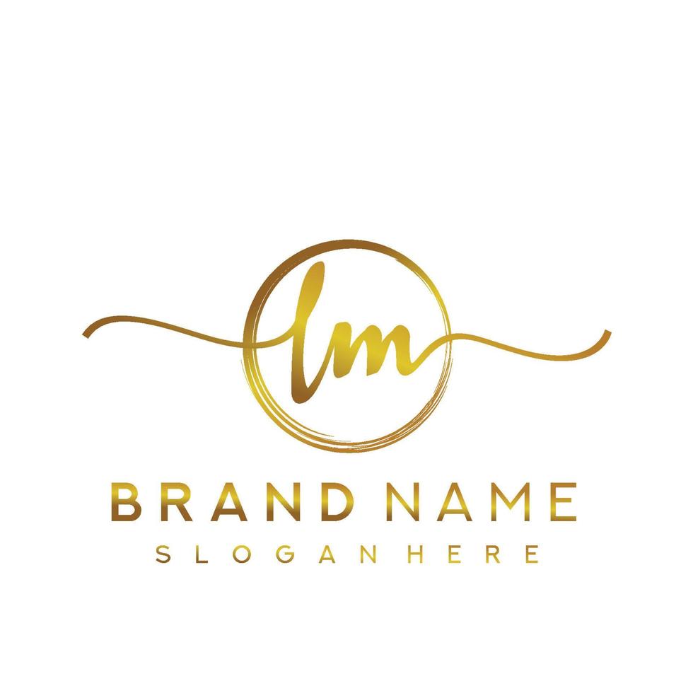 Initial LM beauty monogram and elegant logo design, handwriting logo of initial signature, wedding, fashion, floral and botanical with creative template. vector