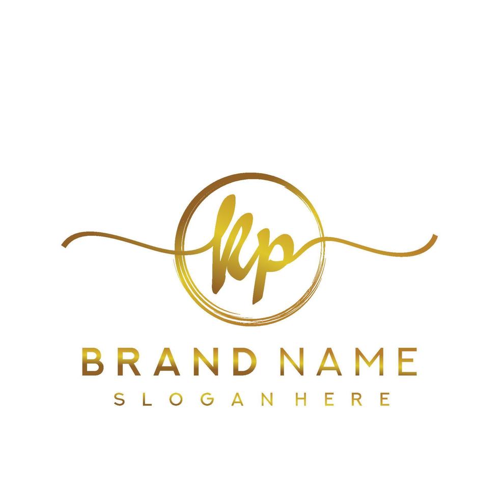Initial KP beauty monogram and elegant logo design, handwriting logo of initial signature, wedding, fashion, floral and botanical with creative template. vector
