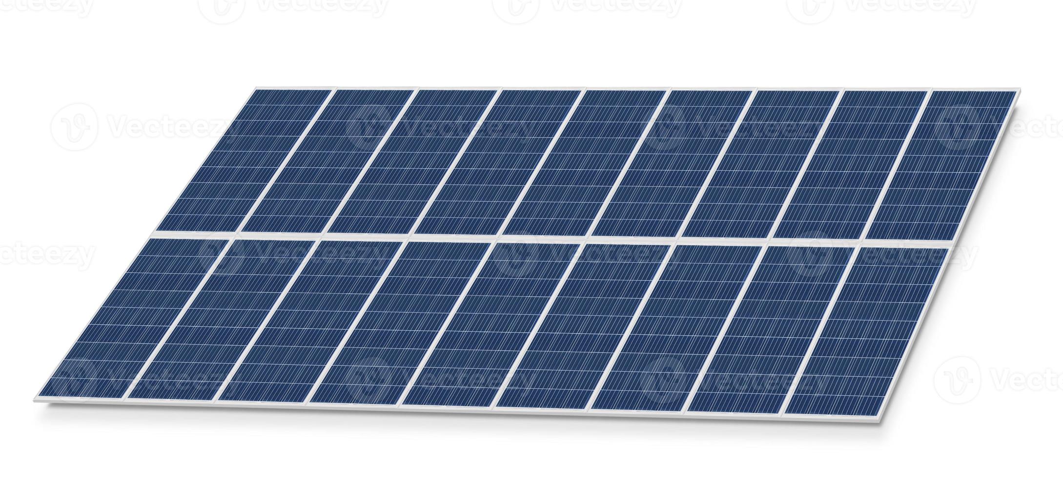 Photovoltaic solar cell panels isolated on white background. Environmental theme. Green energy concept. photo