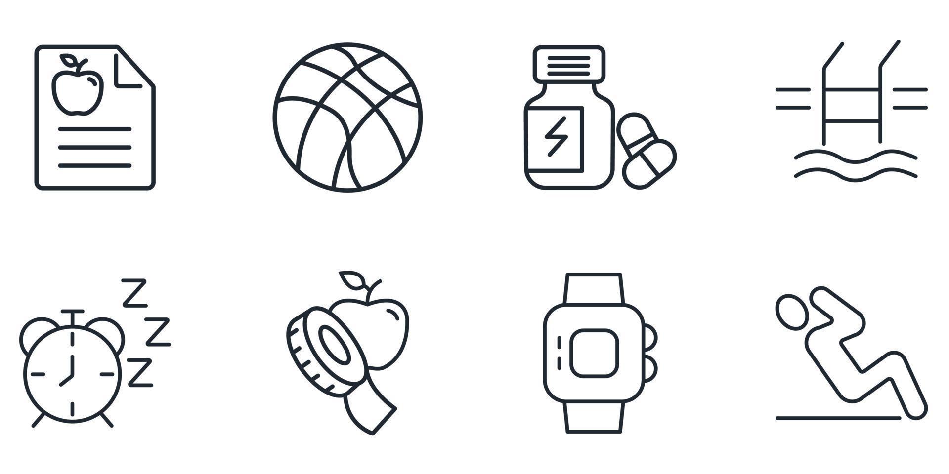 Fittness icons set .  Fittness pack symbol vector elements for infographic web