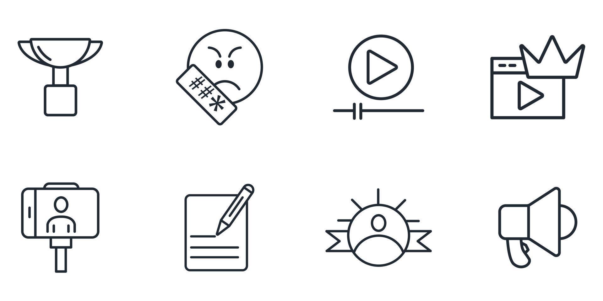 Blogger, blogging, blog icons set .  Blogger, blogging, blog pack symbol vector elements for infographic web