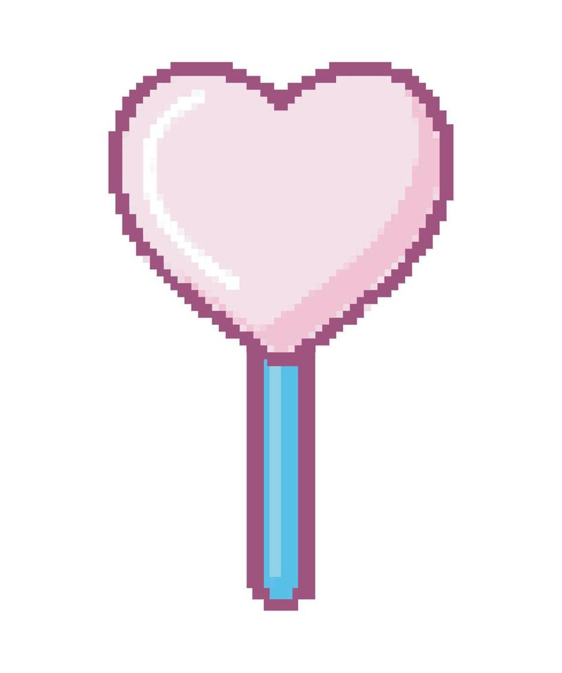 heart candy in stick pixel art vector