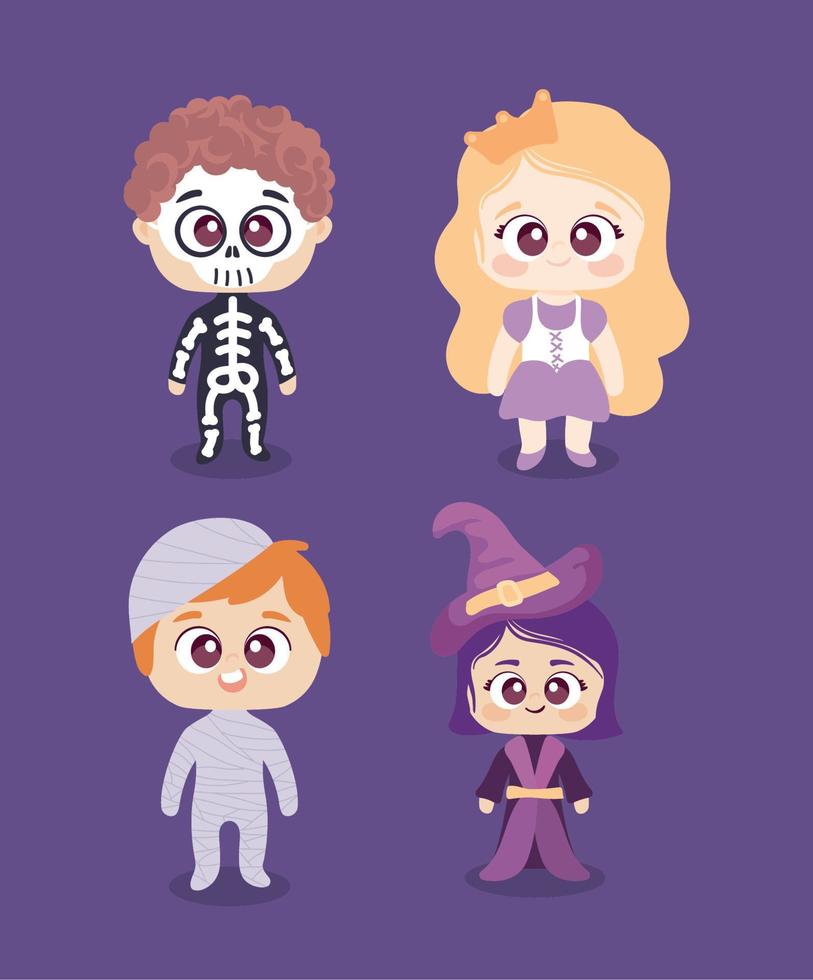 icon set halloween costumes vector