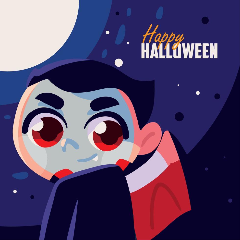 niño de halloween disfraz de drácula vector