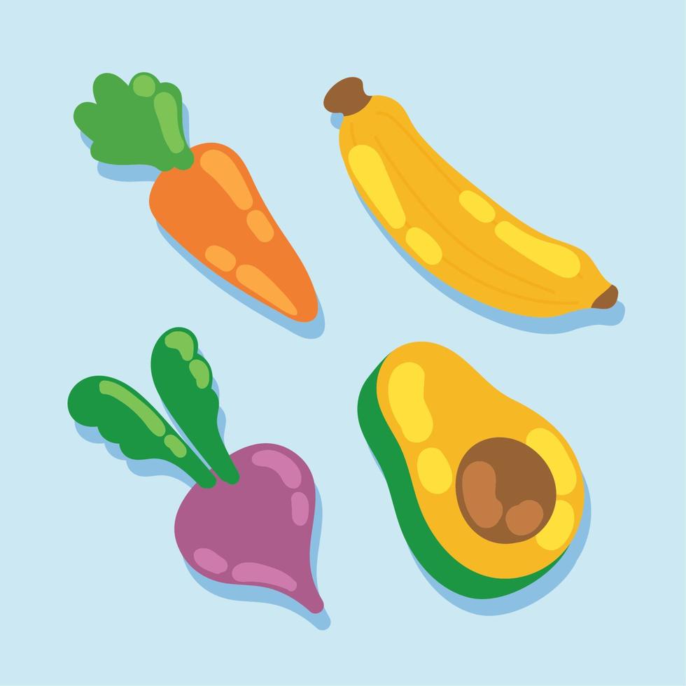 colección de iconos de alimentos saludables vector