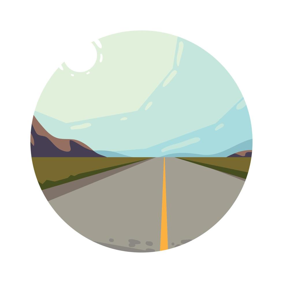 escena redonda del paisaje de la carretera vector