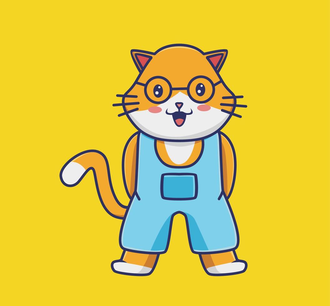 cute cat girl wear clothes. cartoon animal clothes concept Isolated illustration. Flat Style suitable for Sticker Icon Design Premium Logo vector. Mascot character vector