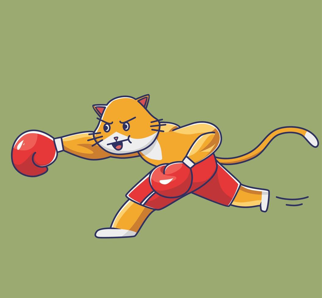 cute strong cat clear punch. cartoon animal sports concept Isolated illustration. Flat Style suitable for Sticker Icon Design Premium Logo vector. Mascot character vector