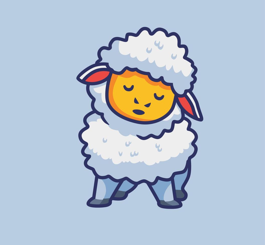 linda oveja con sueño. ilustración de naturaleza animal de dibujos animados aislados. estilo plano adecuado para el vector de logotipo premium de diseño de icono de etiqueta. personaje mascota