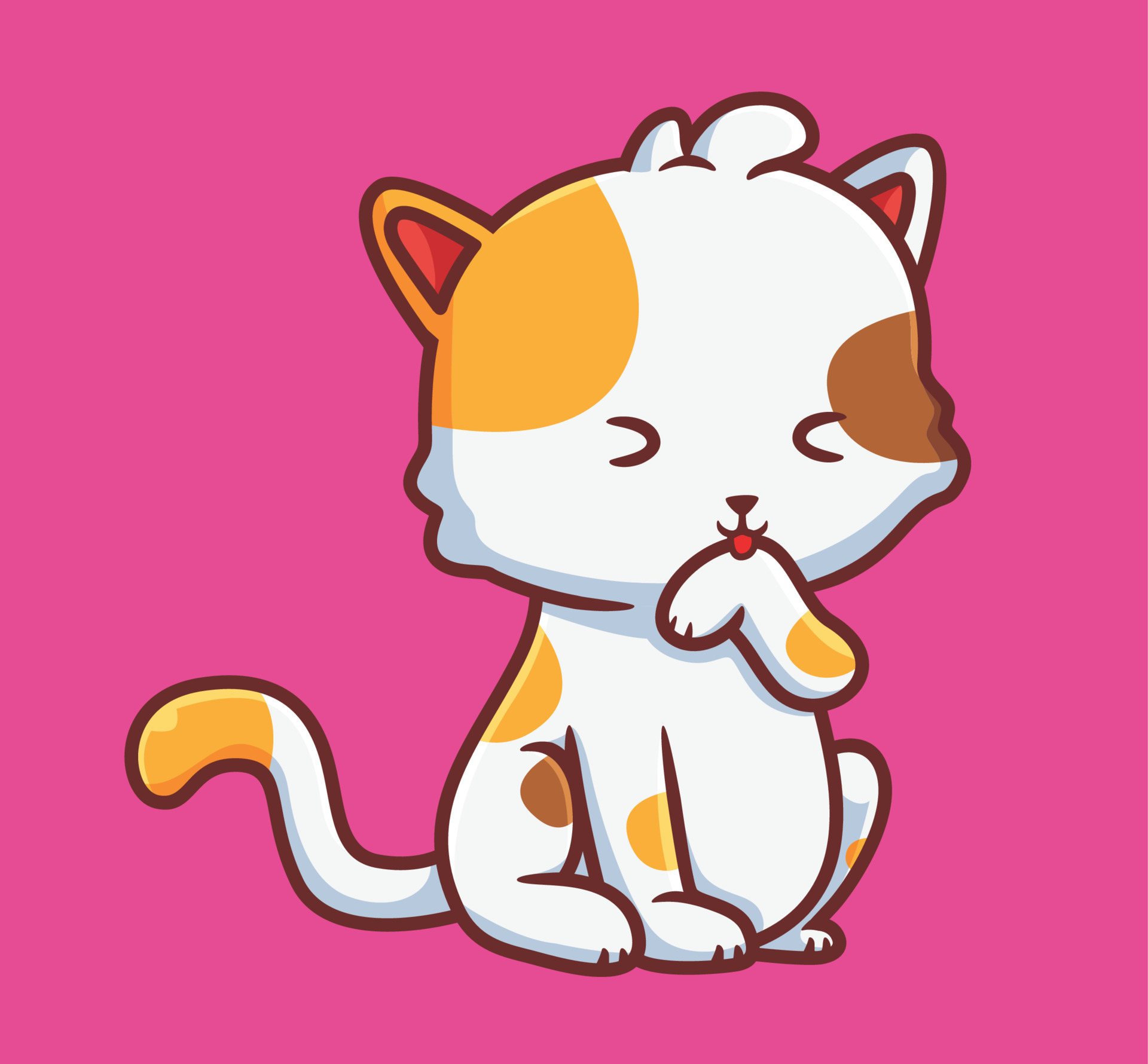 Premium Vector  Sweet feline a pink kawaii cartoon cat icon with